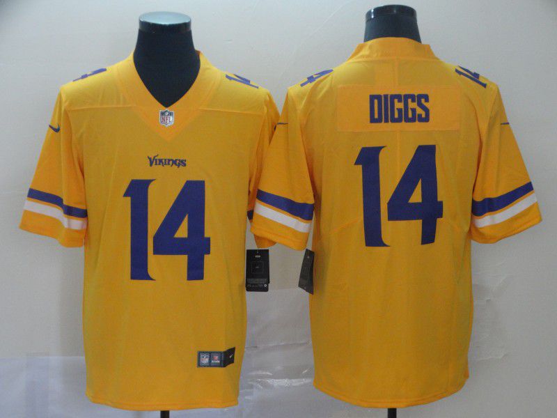Men Minnesota Vikings #14 Diggs Yellow Nike Vapor Untouchable Limited NFL Jersey